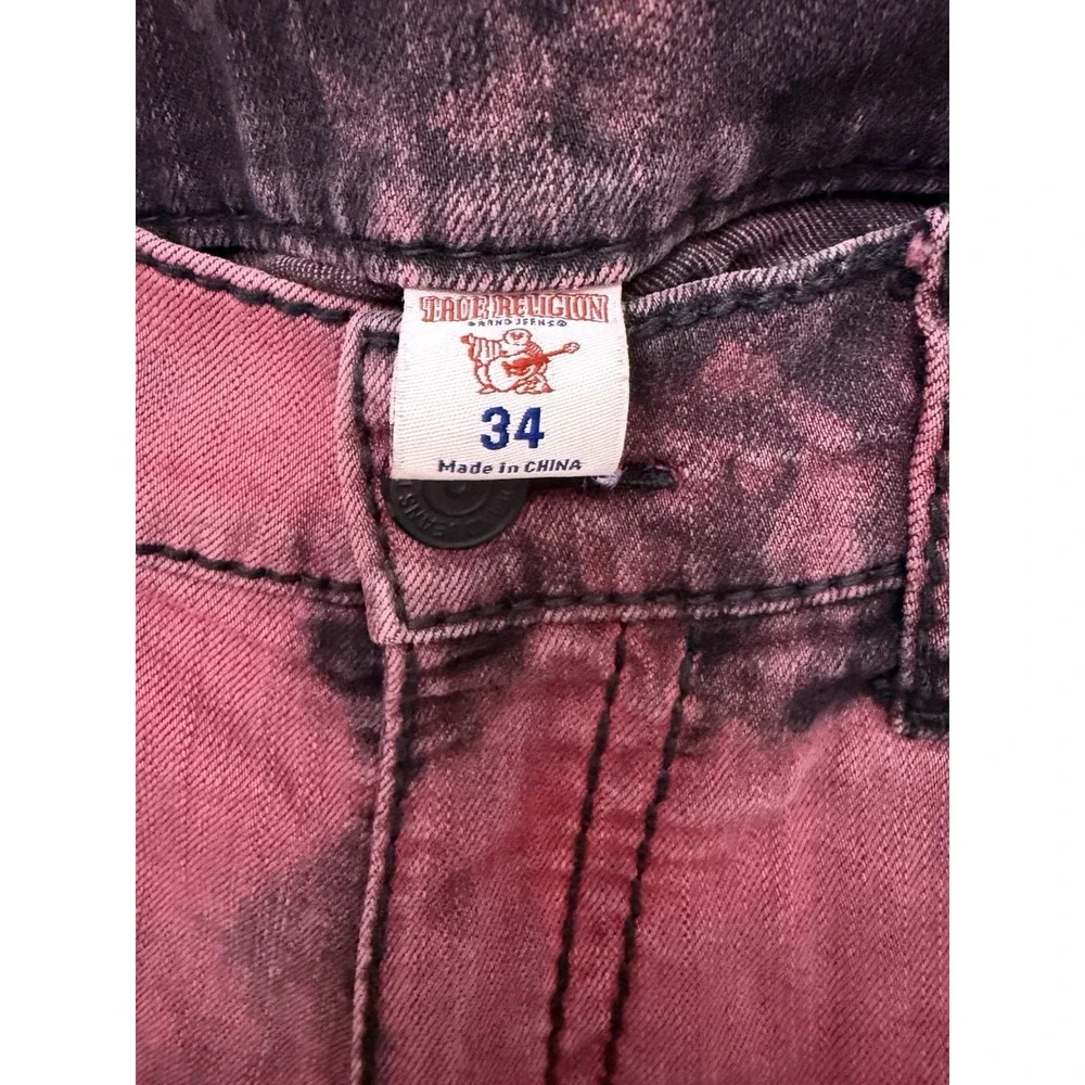 True Religion Acid Washed Jeans Straight Stretch Flap Pockets‎ Pants Sz 34